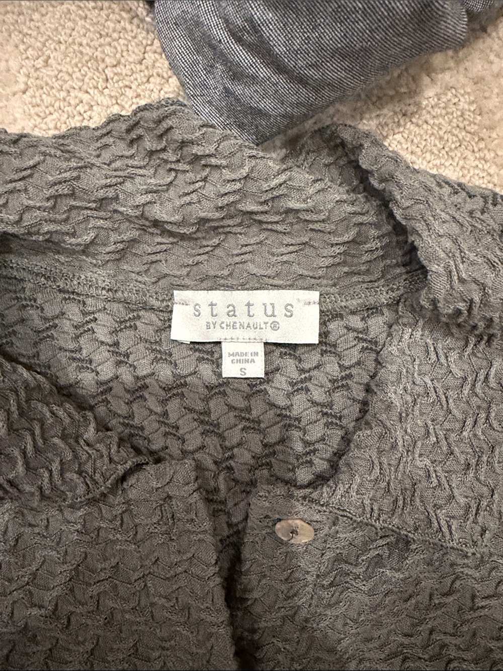 Green Textured Button-Down Shirt - Picture 3 of 3